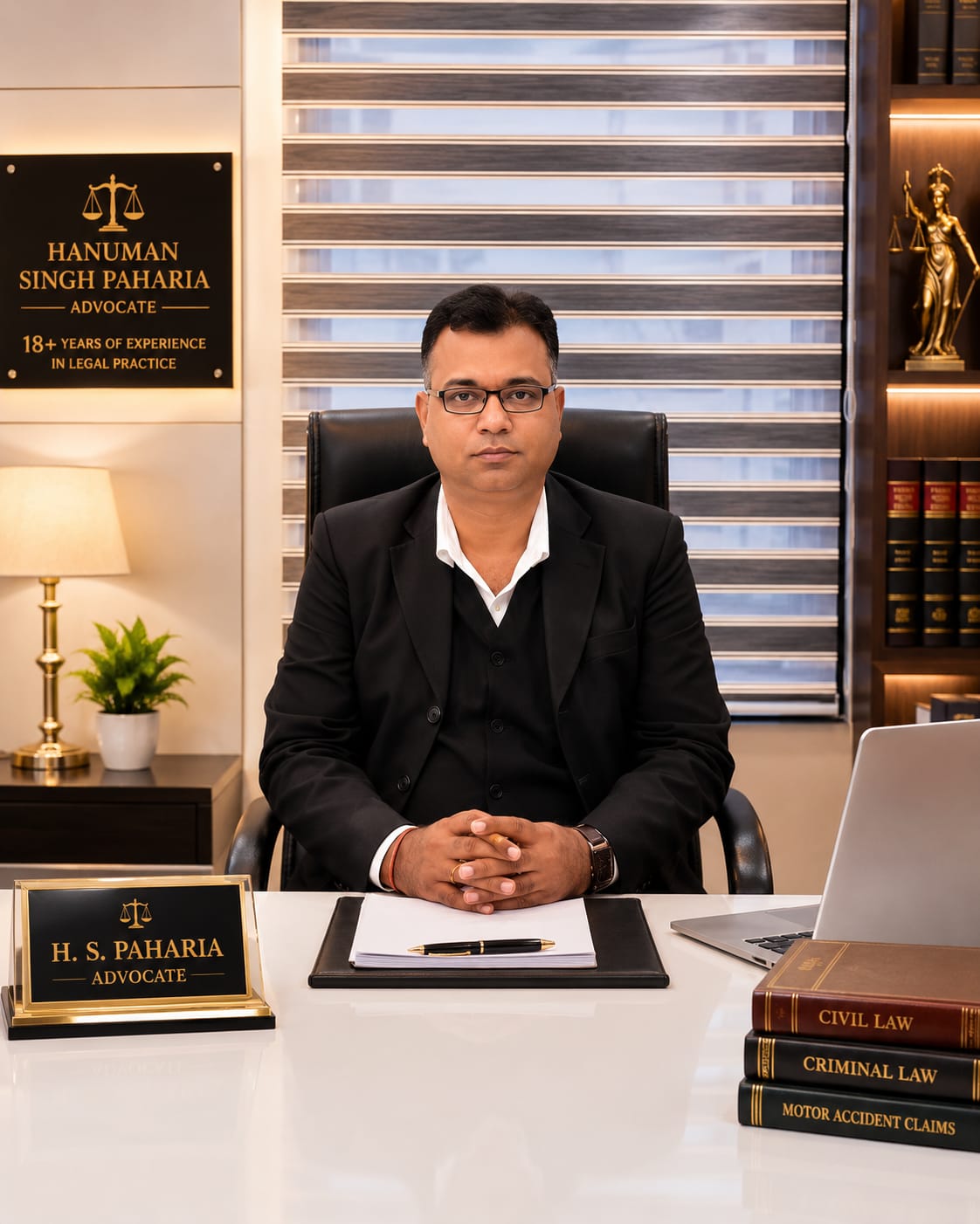 Advocate Hanuman Singh Paharia at his chamber, District & Sessions Court, Bhiwani